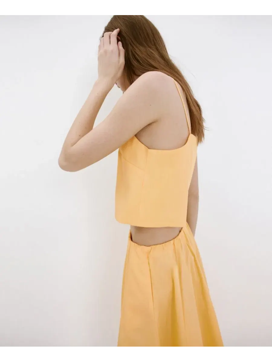 Женский хлопковый топ без рукавов Pastel Yellow MANGO — изображение 7 из 7, желтый