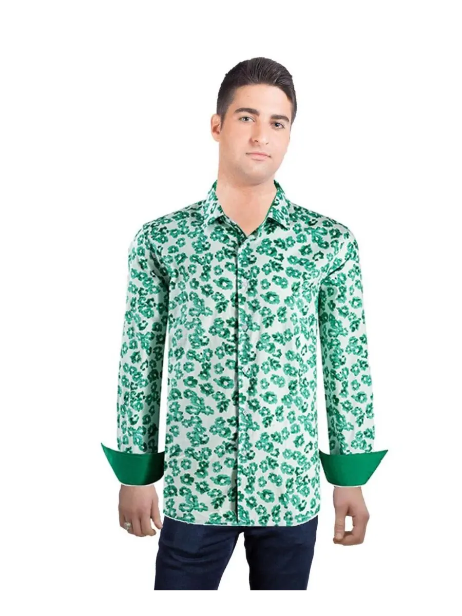 Мужская рубашка-поло с цветочным принтом, slim fit Elie Balleh — зеленый