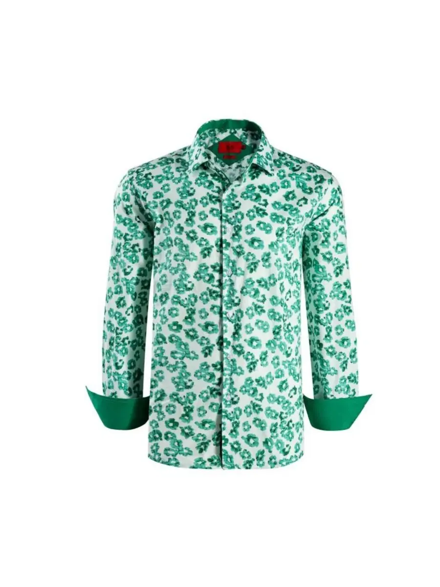 Мужская рубашка-поло с цветочным принтом, slim fit Elie Balleh — изображение 3 из 4, зеленый