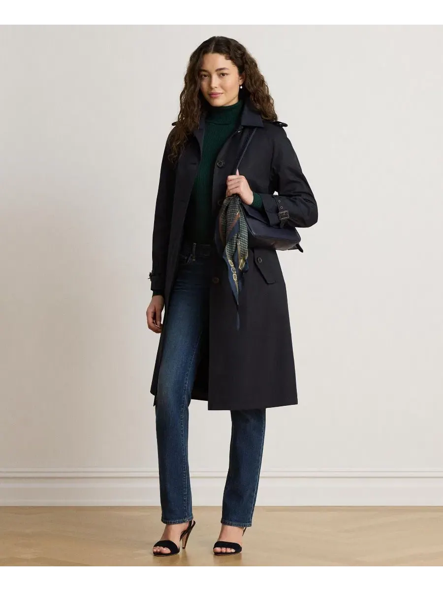 Пальто-тренч с поясом, на подкладке Lauren Ralph Lauren — изображение 3 из 6, темный темно-синий
