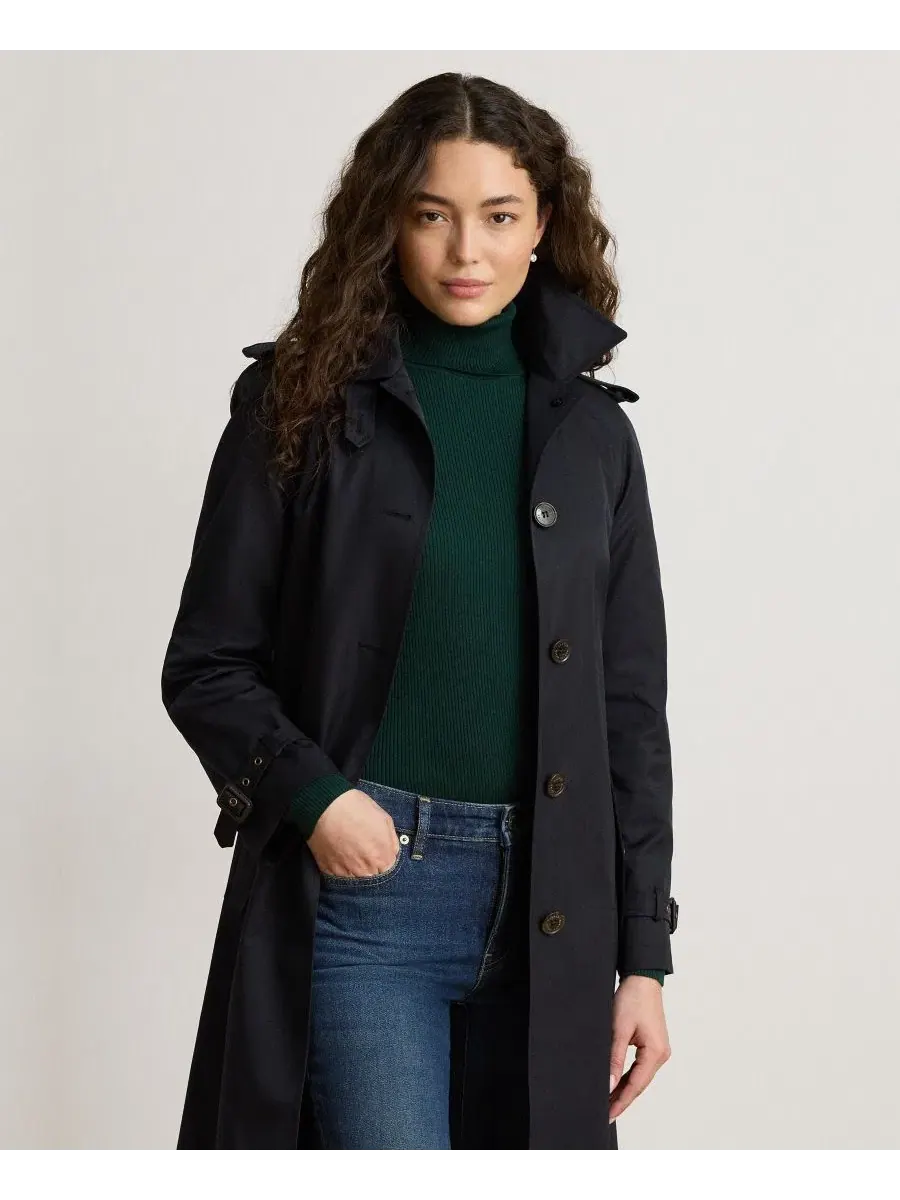 Пальто-тренч с поясом, на подкладке Lauren Ralph Lauren — изображение 4 из 6, темный темно-синий