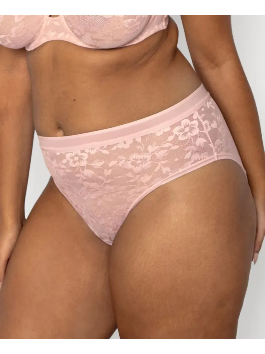Трусы-слипы с кружевом, высокие, без швов Curvy Couture — изображение 3 из 4, розовый