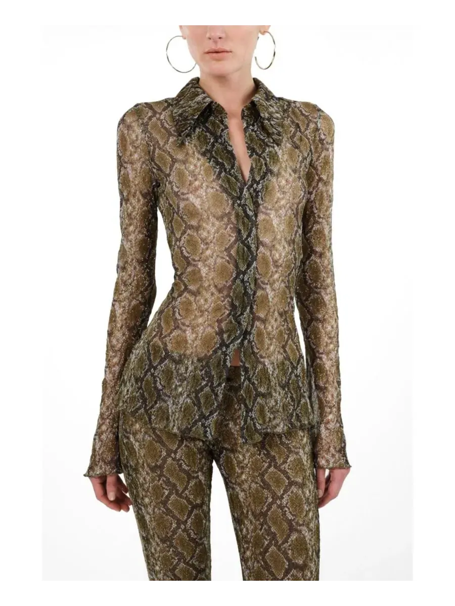 Женская рубашка с принтом Snake Print NOCTURNE — изображение 3 из 6, мульти