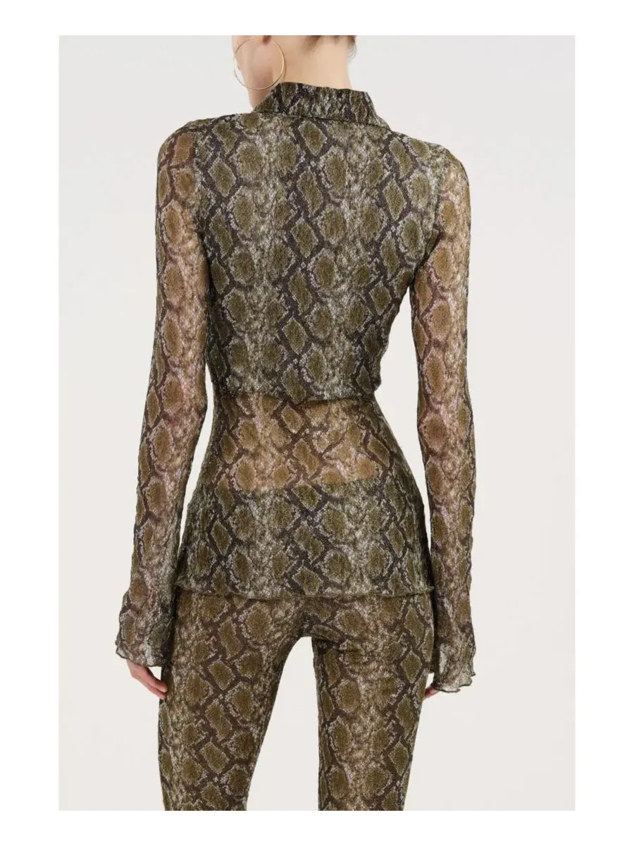 Женская рубашка с принтом Snake Print NOCTURNE — изображение 4 из 6, мульти