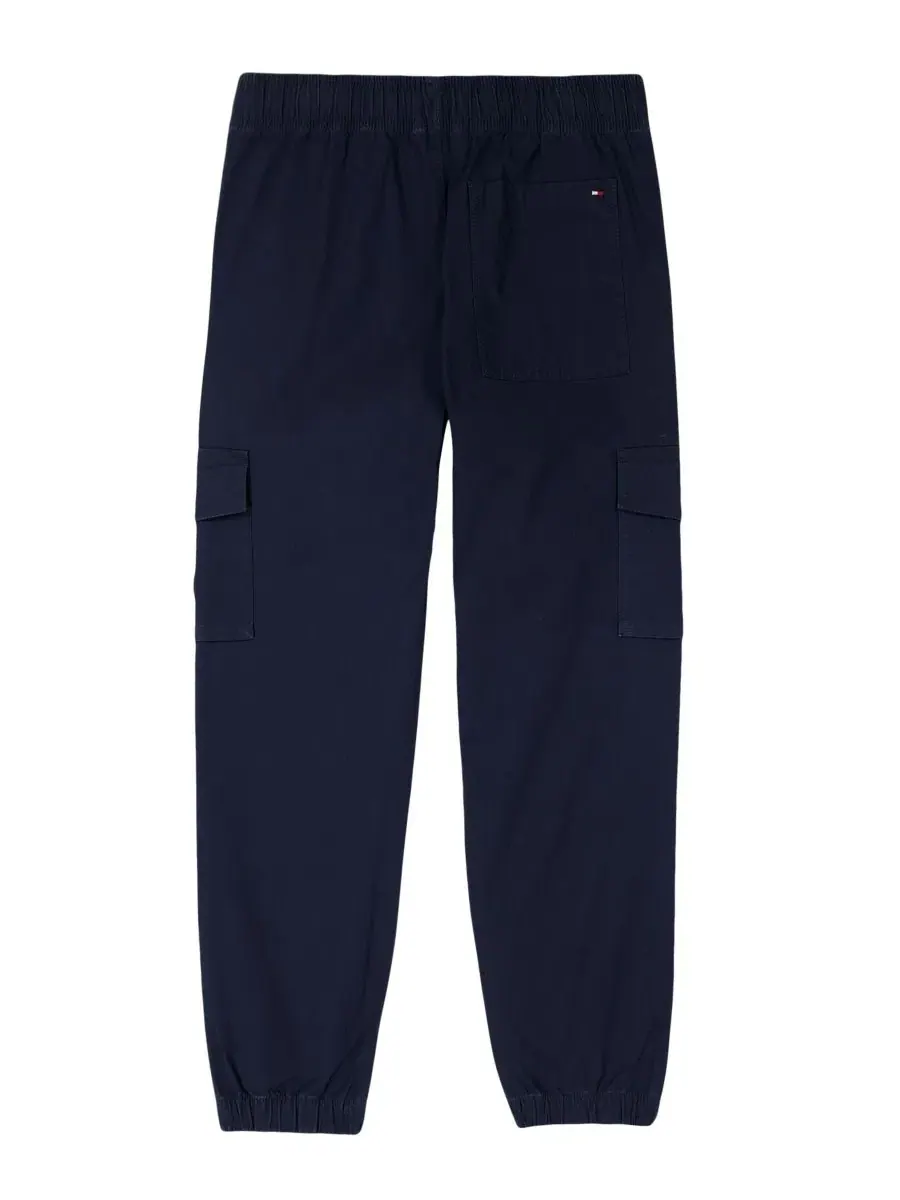 Штаны карго из саржи на резинке Logo Cargo Jogger Tommy Hilfiger — изображение 2 из 4, темно-синий