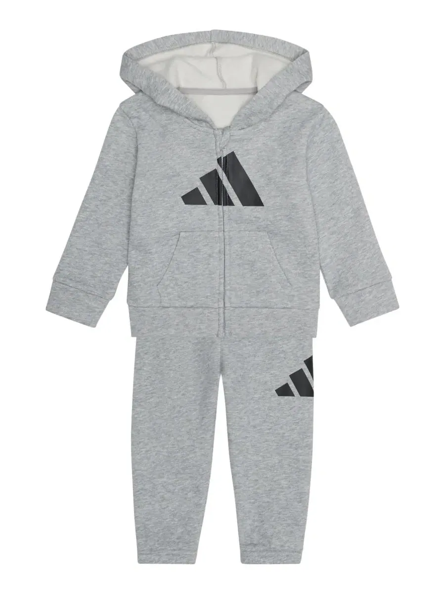 Комплект из футера: куртка на молнии с капюшоном и джоггеры adidas — изображение 3 из 6, серый