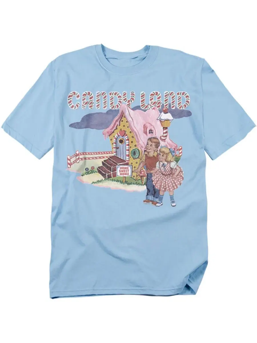 Футболка хлопковая с принтом Candy Land Hasbro+ — изображение 1 из 3, светлый синий