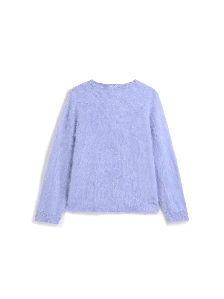 Свитер из 100% кашемира, с V-образным вырезом, свободного кроя Bellemere New York — изображение 7 из 7, фиолетовый