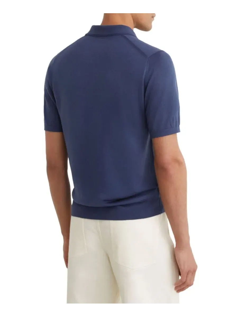 Мужское поло из мериносовой шерсти Duchie Open Collar REISS — изображение 4 из 9, синий