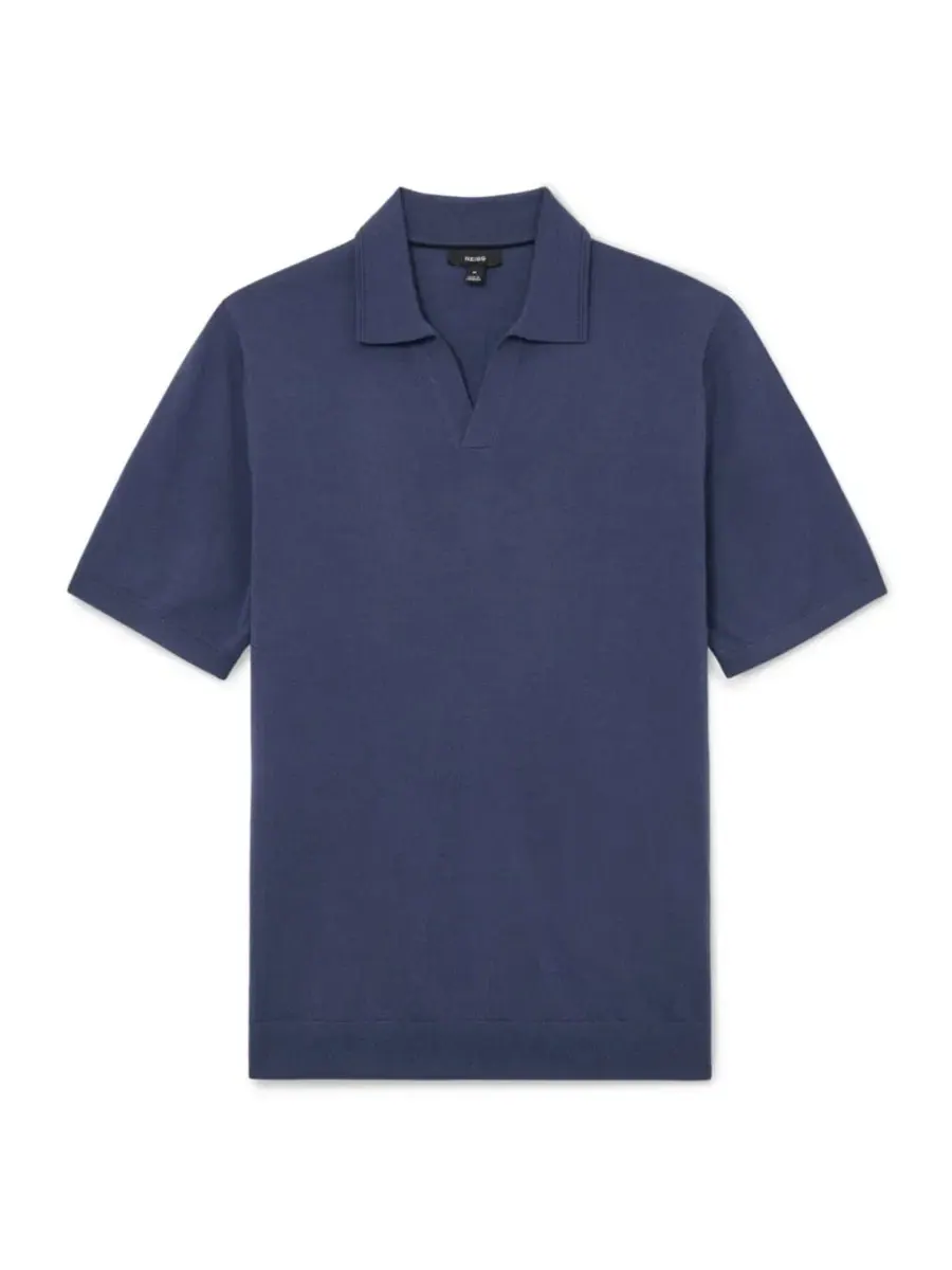 Мужское поло из мериносовой шерсти Duchie Open Collar REISS — изображение 5 из 9, синий
