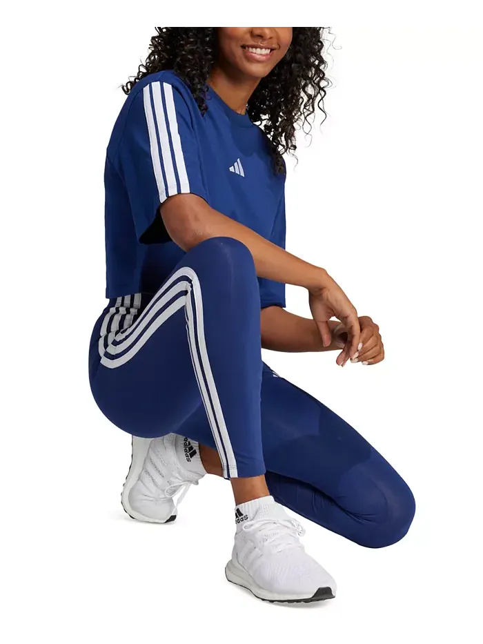Женские облегающие леггинсы с высокой посадкой и полной длиной adidas — изображение 3 из 5, темный синий/белый