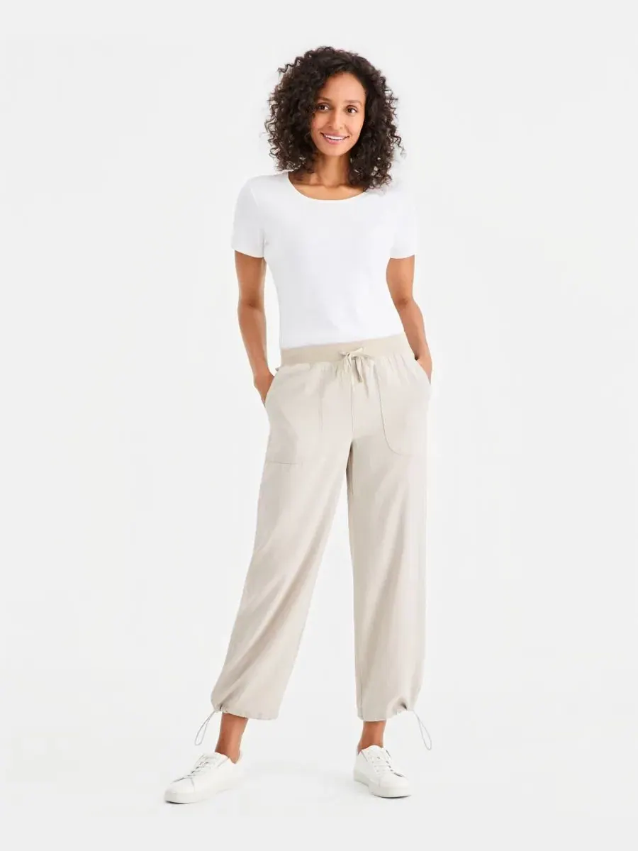 Брюки широкие с защипами Petite Drapey Bungee Wide-Leg Pants Style & Co, Stone Wall