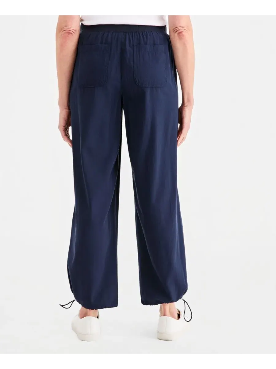 Брюки женские широкие с защипами, модель Petite Drapey Bungee Wide-Leg Pants Style & Co — изображение 4 из 4, синий
