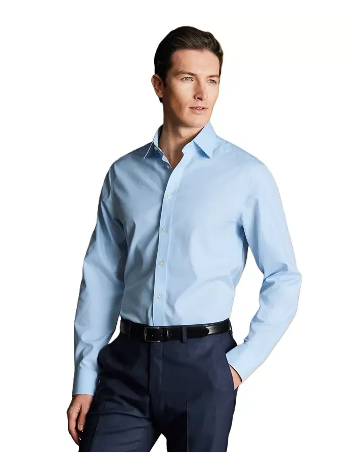 Мужская рубашка из поплина Slim-Fit Charles Tyrwhitt — изображение 1 из 4, синий