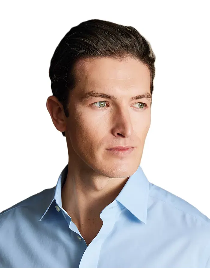 Мужская рубашка из поплина Slim-Fit Charles Tyrwhitt — изображение 2 из 4, синий