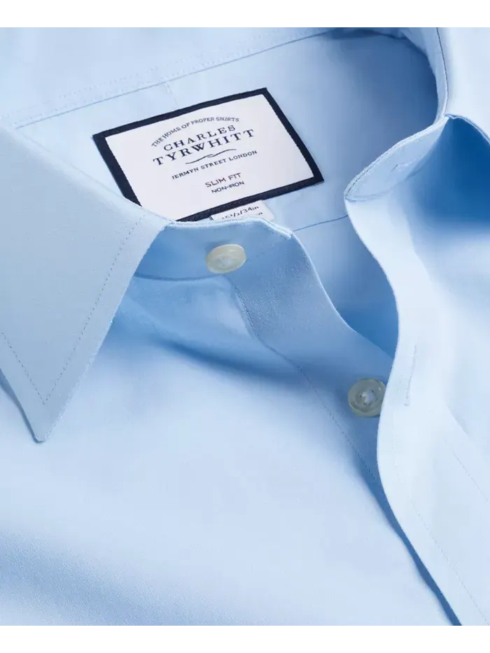 Мужская рубашка из поплина Slim-Fit Charles Tyrwhitt — изображение 4 из 4, синий