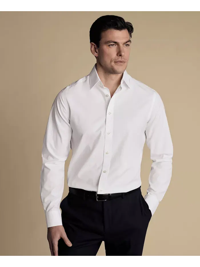 Мужская рубашка из поплина Slim-Fit Charles Tyrwhitt — белый