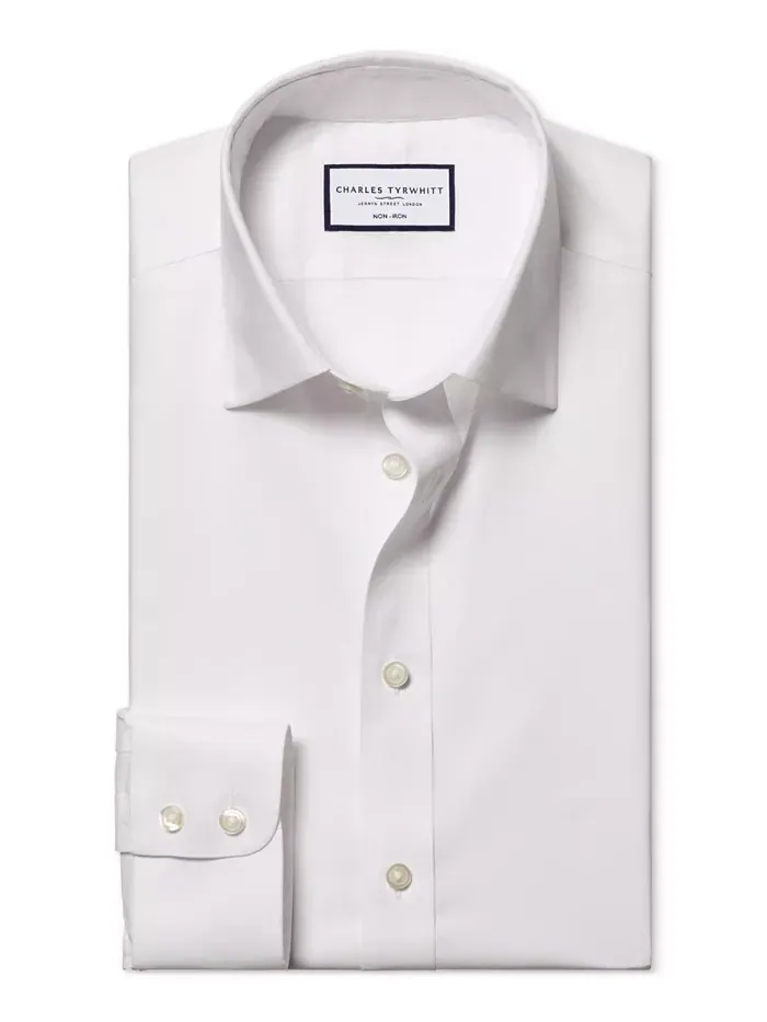 Мужская рубашка из поплина Slim-Fit Charles Tyrwhitt — изображение 5 из 5, белый