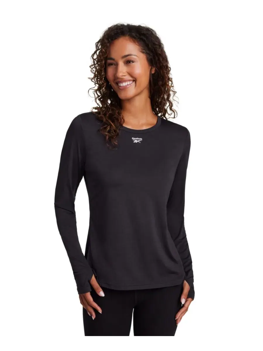 Женский топ для тренировок с длинным рукавом, Slim Fit Reebok — изображение 1 из 6, черный