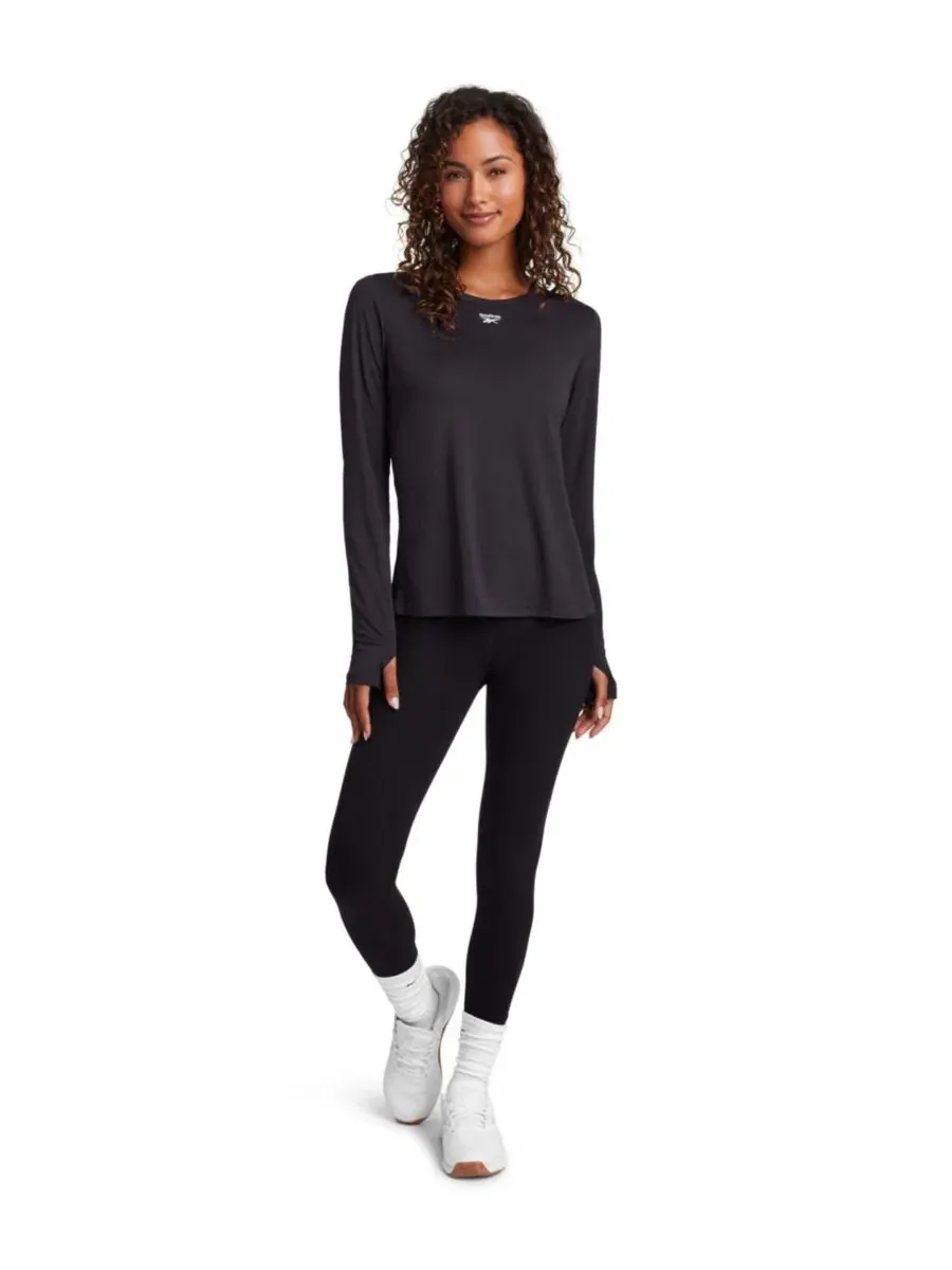 Женский топ для тренировок с длинным рукавом, Slim Fit Reebok — изображение 2 из 6, черный