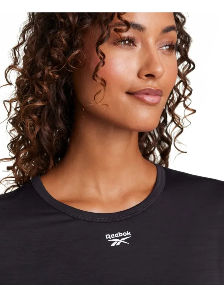 Женский топ для тренировок с длинным рукавом, Slim Fit Reebok — изображение 6 из 6, черный