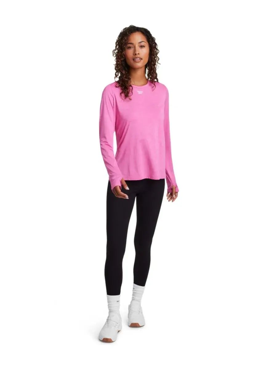 Женская тренировочная футболка с длинным рукавом Slim Fit Reebok — изображение 2 из 5, розовый