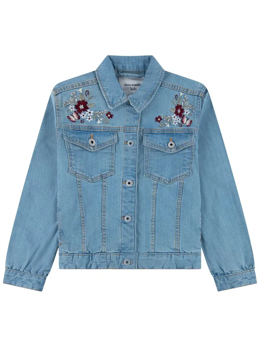 Детская джинсовая куртка с вышивкой abercrombie kids