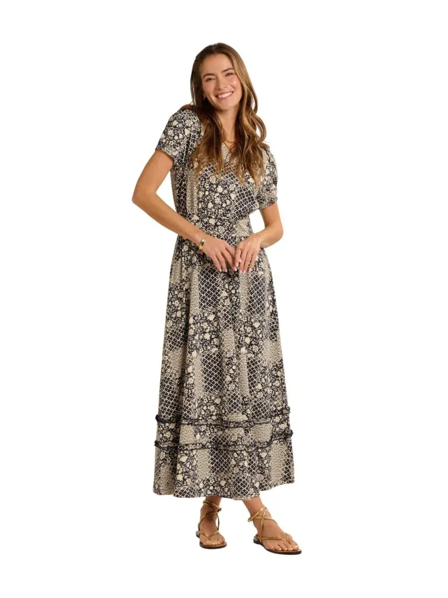 Платье-макси с V-образным вырезом Katerina Floral-Print Brakeburn — синий