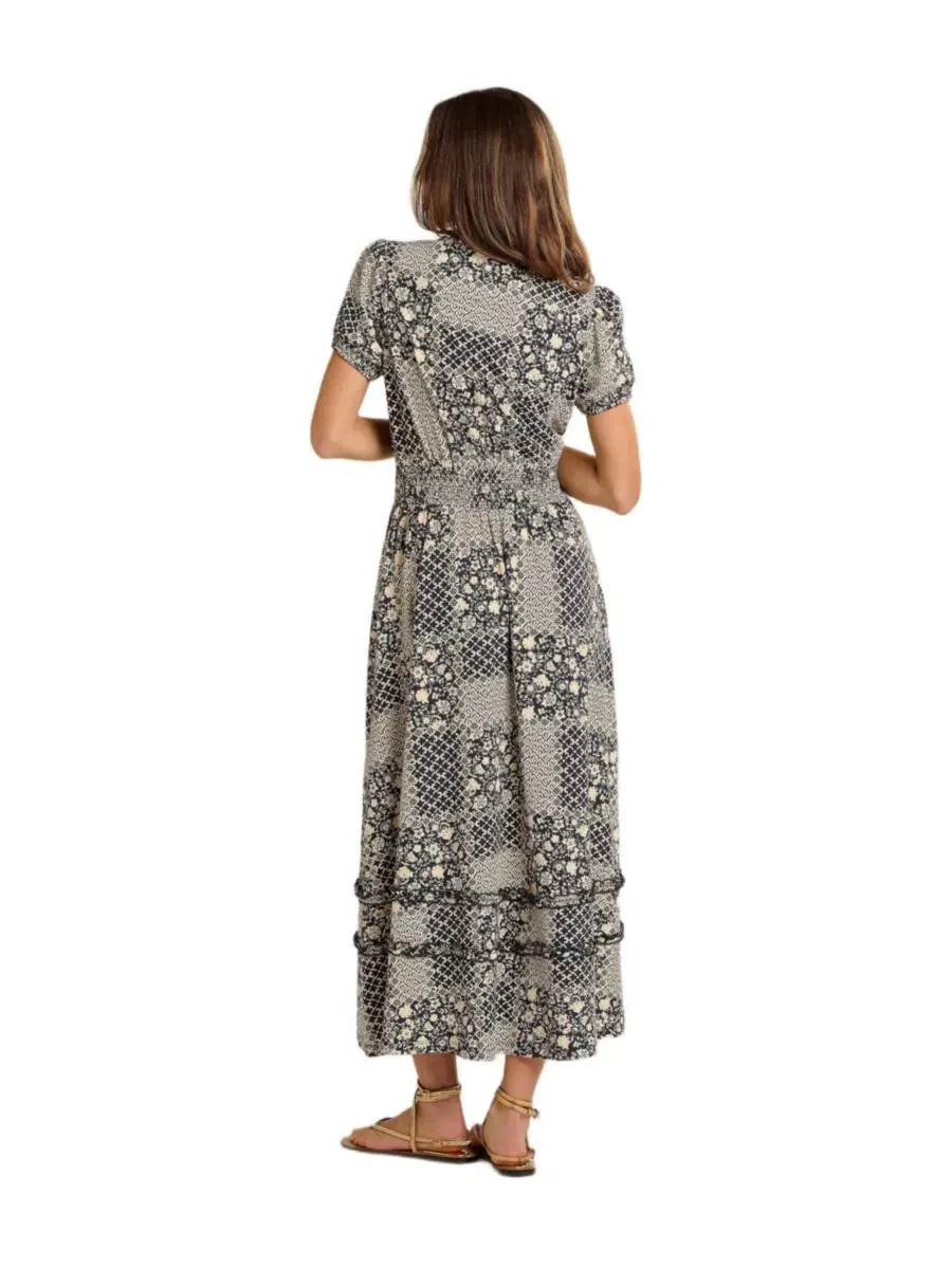 Платье-макси с V-образным вырезом Katerina Floral-Print Brakeburn — изображение 2 из 8, темно-синий