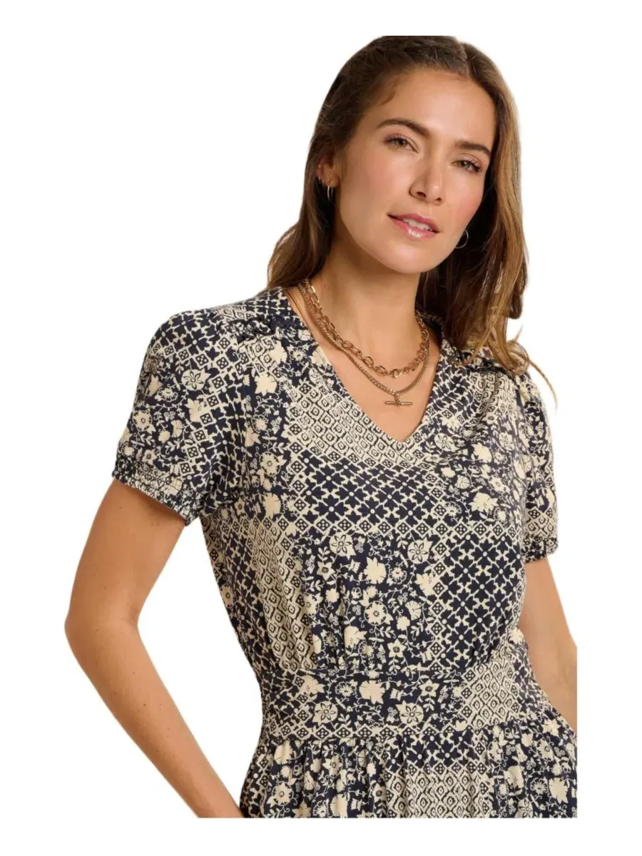Платье-макси с V-образным вырезом Katerina Floral-Print Brakeburn — изображение 3 из 8, темно-синий