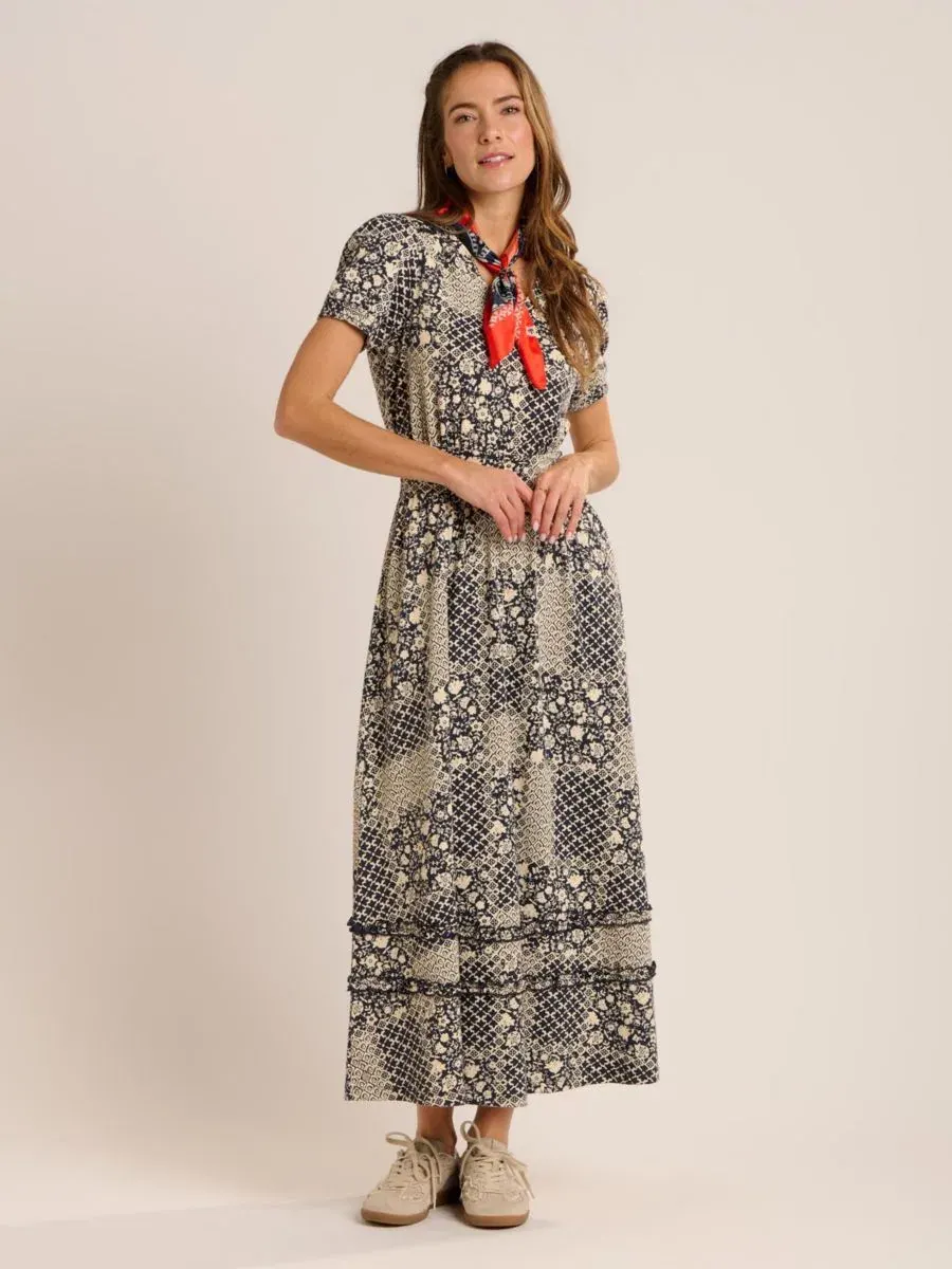 Платье-макси с V-образным вырезом Katerina Floral-Print Brakeburn — изображение 5 из 8, темно-синий
