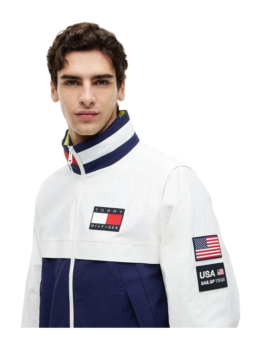 Ветровка мужская с воротником-стойкой, на молнии, легкая Tommy Hilfiger — изображение 3 из 4, темно-синий