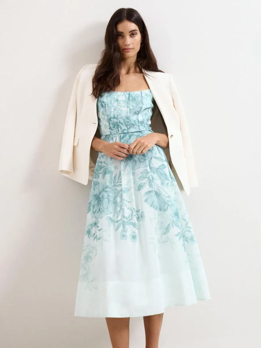 Платье миди Velicia Floral Phase Eight — изображение 7 из 8, бледный синий