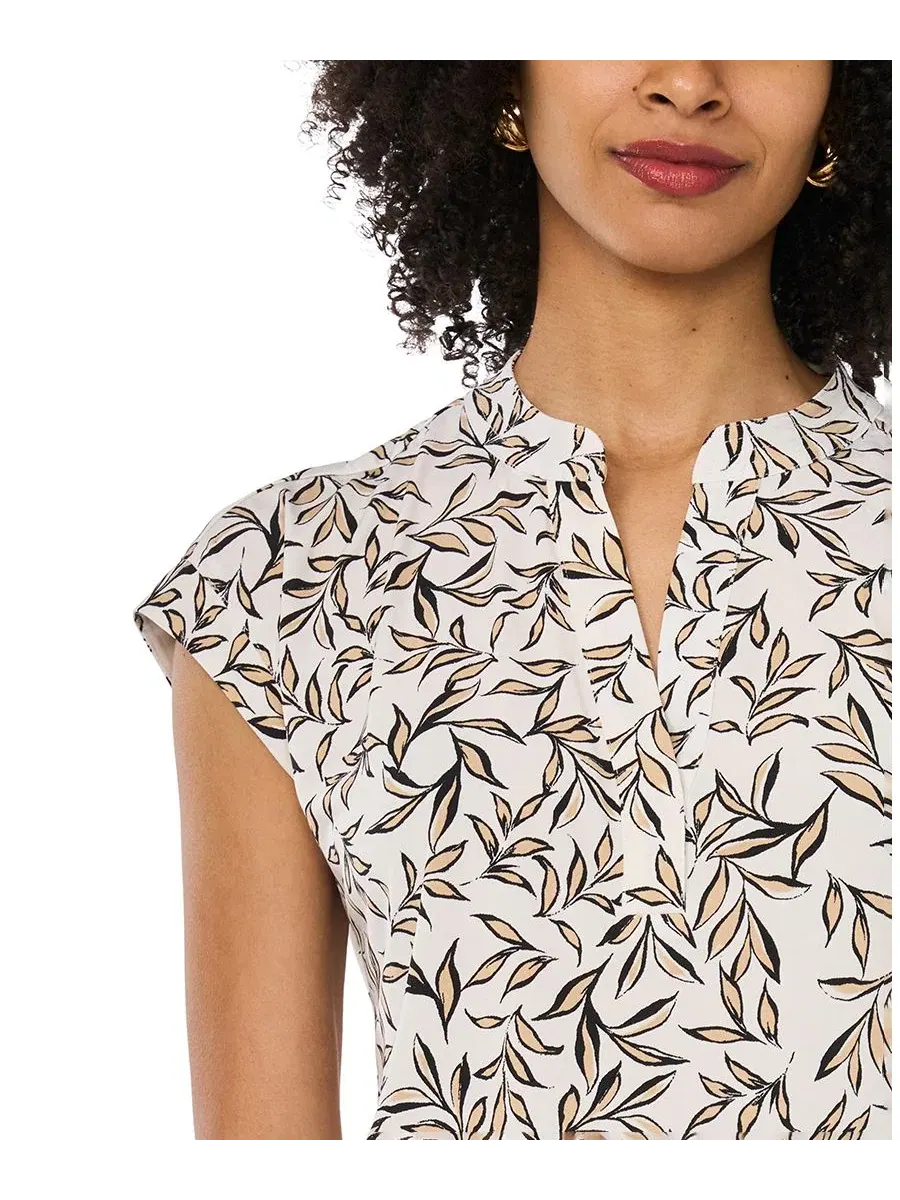 Топ с принтом и коротким рукавом, модель Printed Short-Sleeve Top Vince Camuto — изображение 3 из 6, кремовый