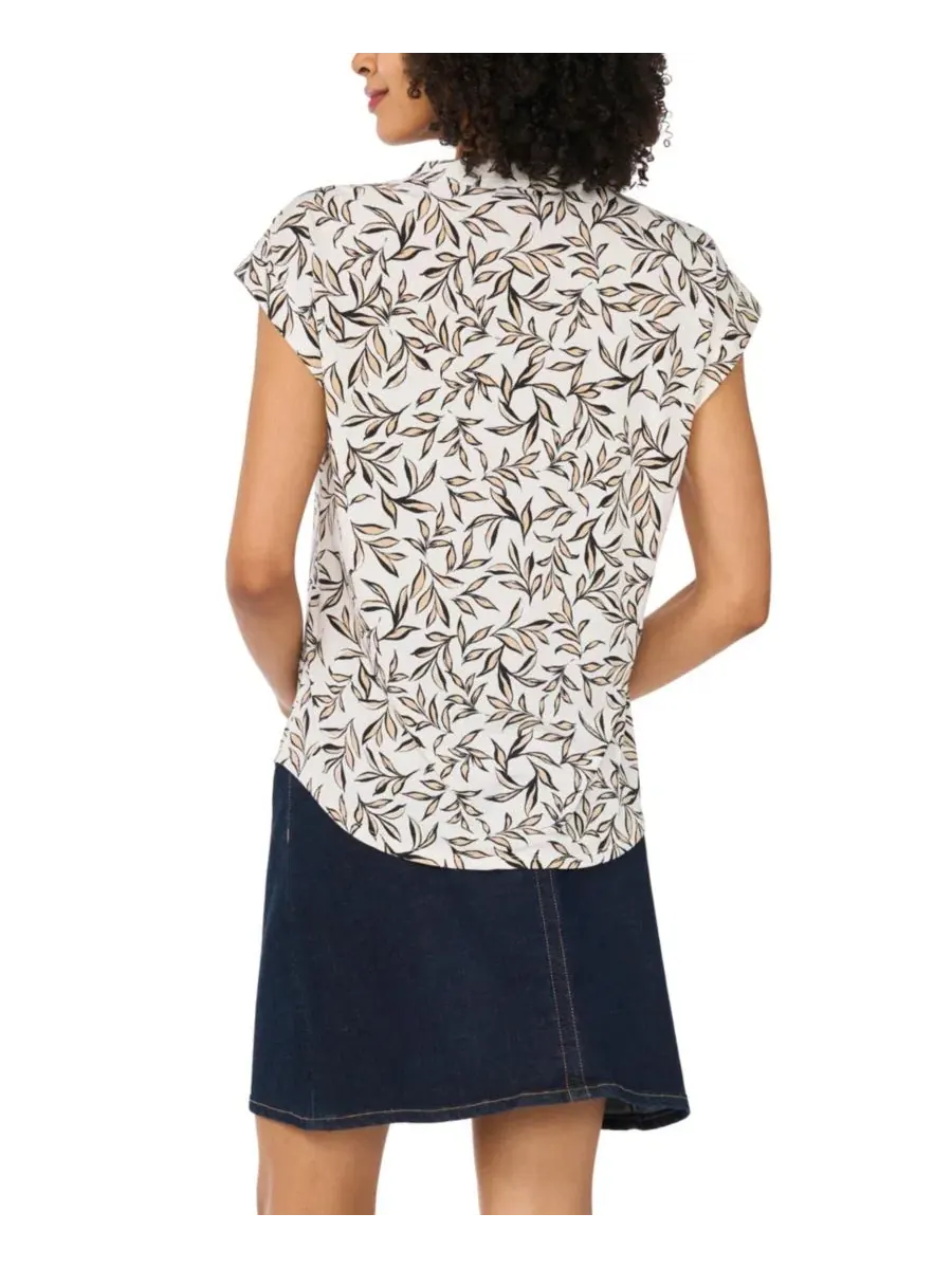 Топ с принтом и коротким рукавом, модель Printed Short-Sleeve Top Vince Camuto — изображение 4 из 6, кремовый