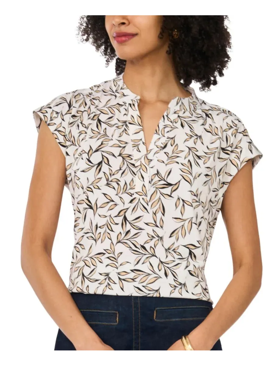 Топ с принтом и коротким рукавом, модель Printed Short-Sleeve Top Vince Camuto — изображение 6 из 6, кремовый