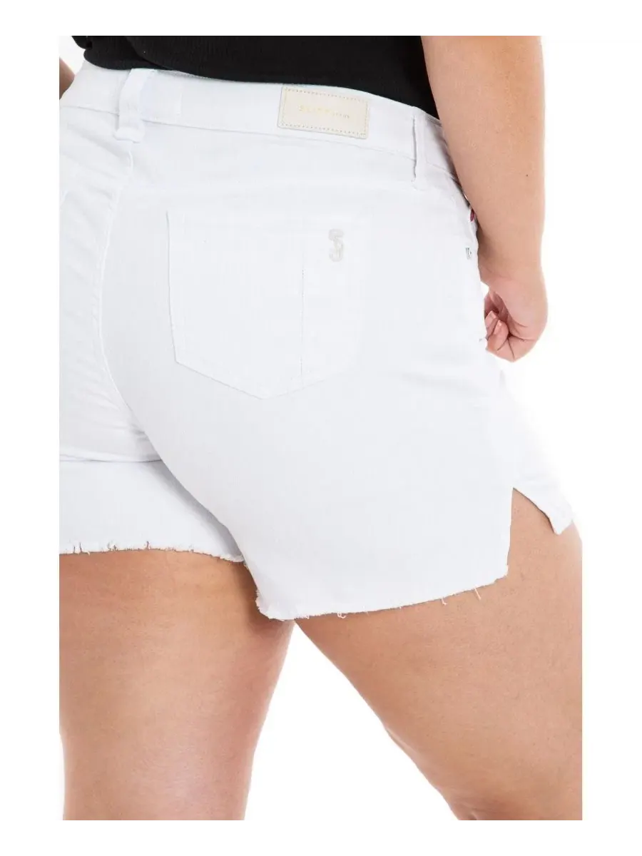 Шорты с боковыми разрезами, модель Side Vent Shorts SLINK Jeans — изображение 2 из 3, белый