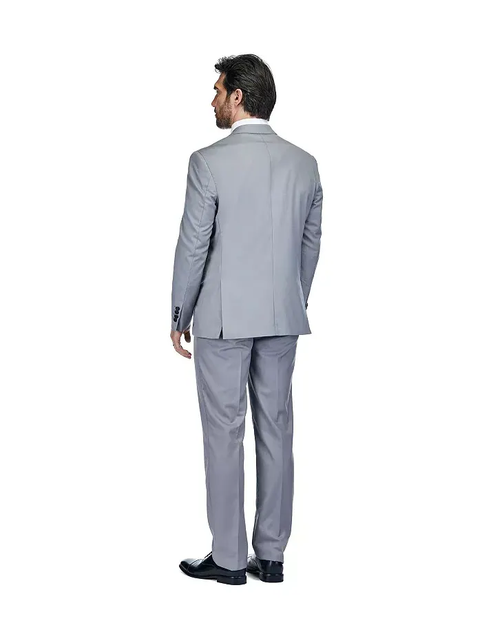Мужской трехпредметный смокинг Slim Fit с пиковыми лацканами Gino Vitale — изображение 4 из 4, серый