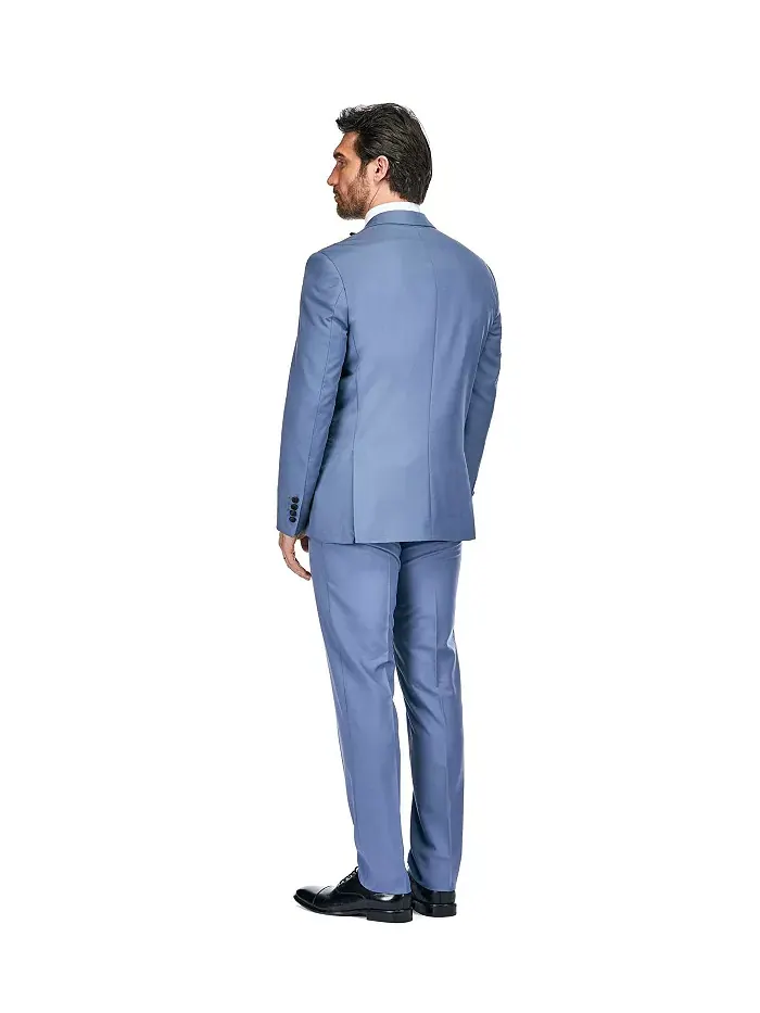 Мужской трехпредметный смокинг Slim Fit с пиковыми лацканами Gino Vitale — изображение 3 из 3, синий
