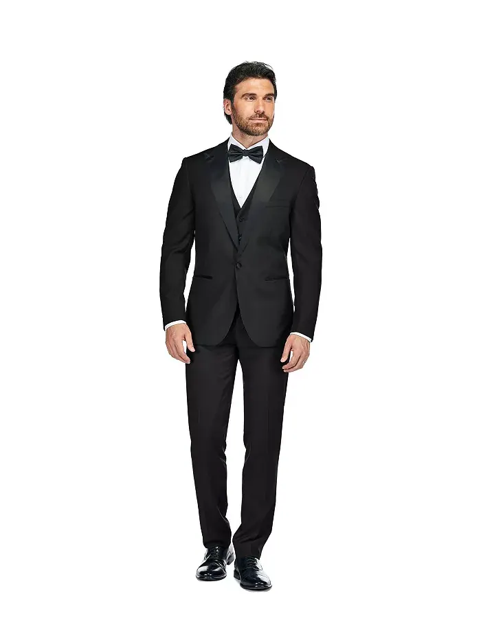 Мужской трехкомпонентный смокинг Slim Fit с острыми лацканами Gino Vitale — изображение 1 из 1, бордовый