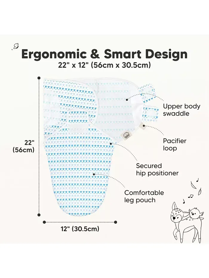 3pk Soothe Baby Swaddle, органические спальные мешки-пеленки для младенцев, спальный мешок-пеленка — изображение 2 из 9