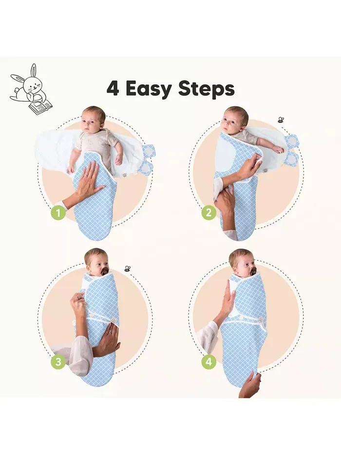 3pk Soothe Baby Swaddle, органические спальные мешки-пеленки для младенцев, спальный мешок-пеленка — изображение 3 из 9