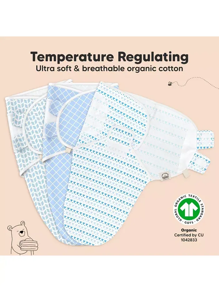 3pk Soothe Baby Swaddle, органические спальные мешки-пеленки для младенцев, спальный мешок-пеленка — изображение 4 из 9