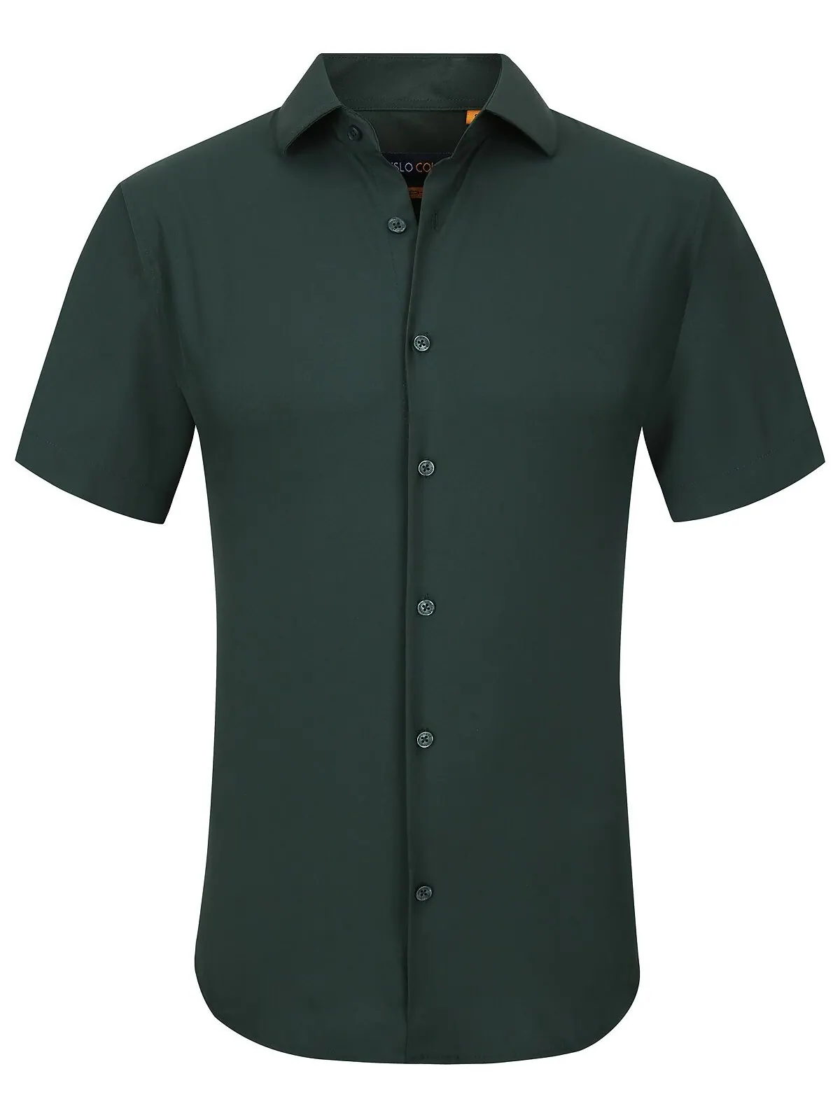 Мужская приталенная рубашка с короткими рукавами и однотонной рубашкой на пуговицах Suslo Couture — изображение 1 из 8