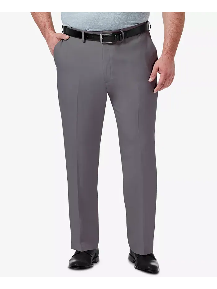 Мужские классические брюки с плоской передней частью Big & Tall Premium Comfort Stretch Haggar — серый