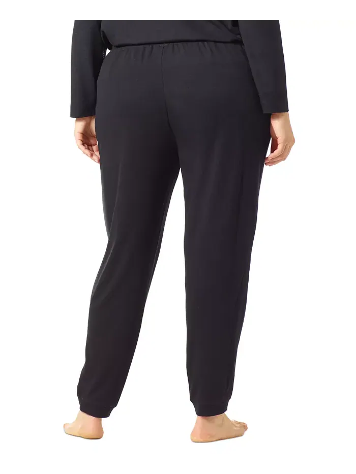 Брюки для отдыха с манжетами из французского велюра Plus Size Hue — изображение 5 из 5, черный