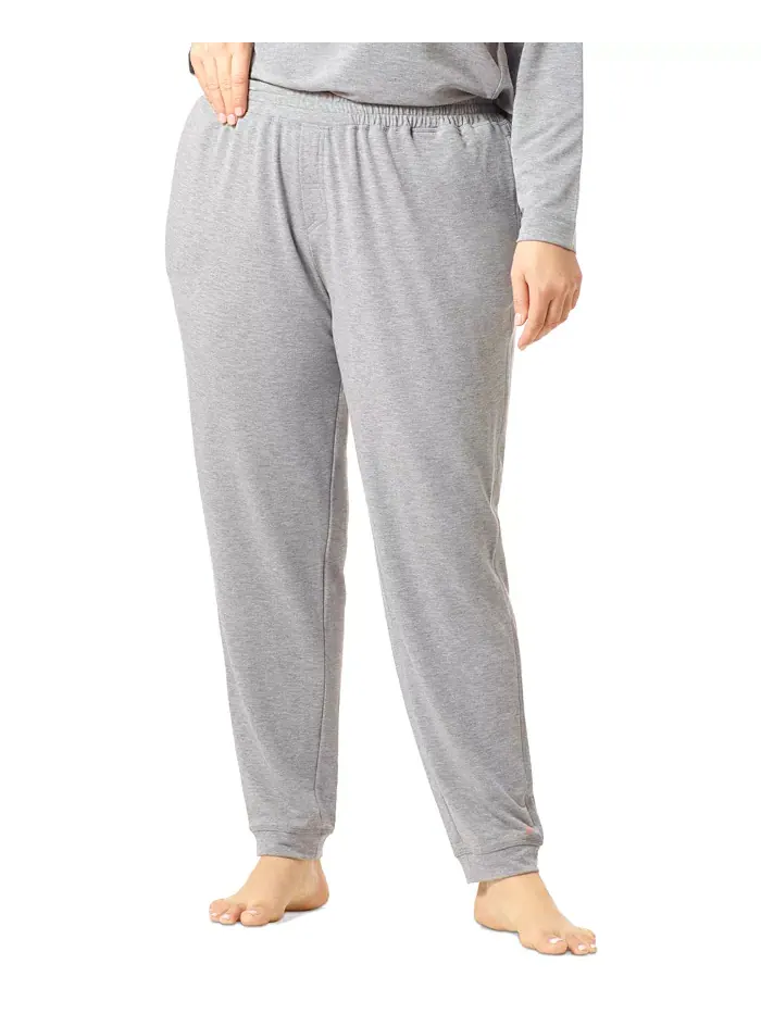 Брюки для отдыха с манжетами из французского велюра Plus Size Hue — изображение 4 из 5, серый