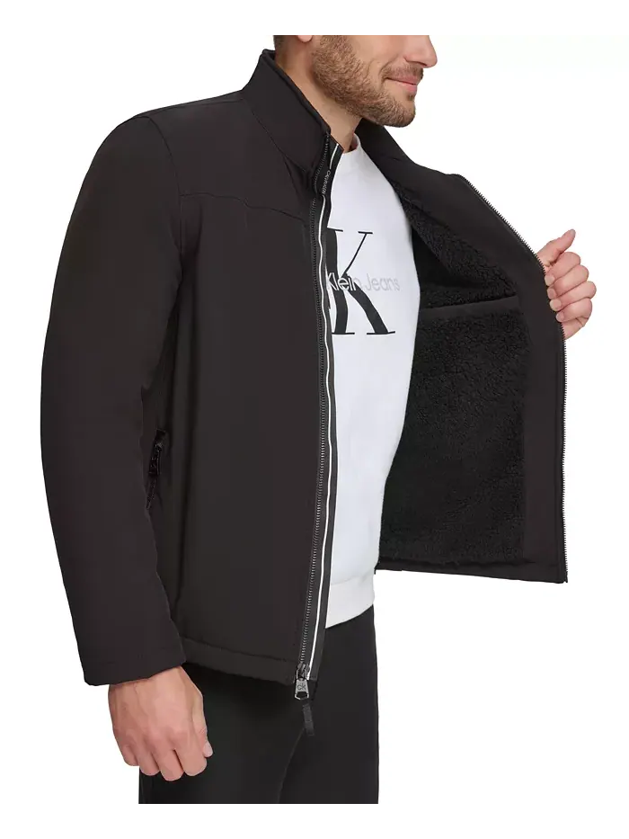 Мужская классическая мягкая куртка на подкладке из шерпы Calvin Klein — изображение 3 из 4, черный