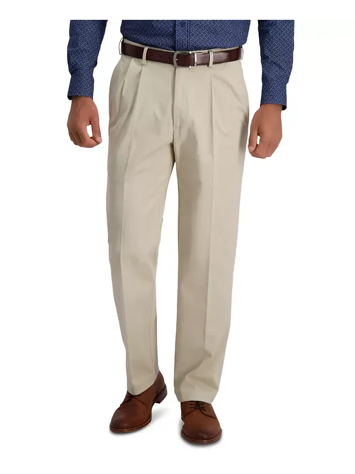 Мужские классические брюки с защипами Premium Khaki Iron Free Haggar — 1