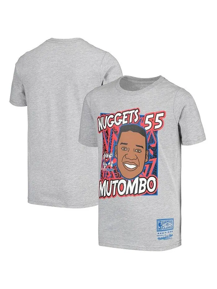 Серая футболка Big Boys Dikembe Mutombo Denver Nuggets Hardwood Classics King of the Court Player — серый
